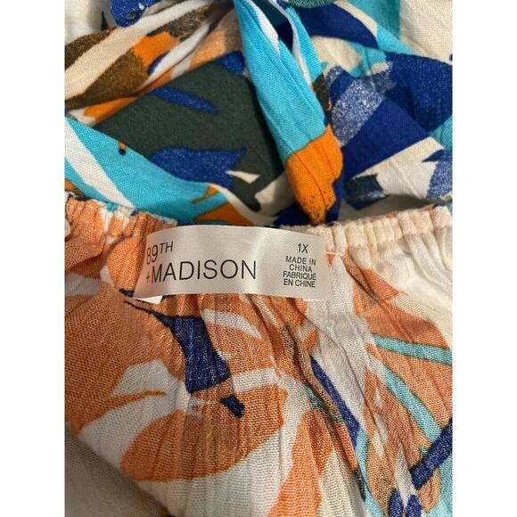 89th & Madison Women's Tropical Palms Print Off The Shoulder Midi Dress Size 1X - Picture 5 of 6